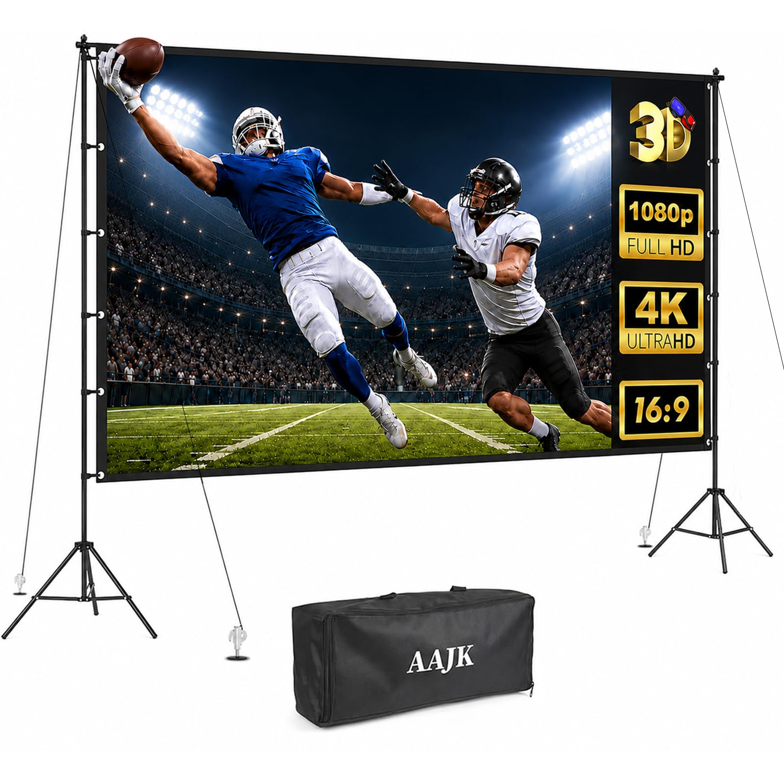 あ*け様 【値下げ中】World Family  Projector Amazon.com: AAJK 100in Outdoor Projector Screen with Stand Easy